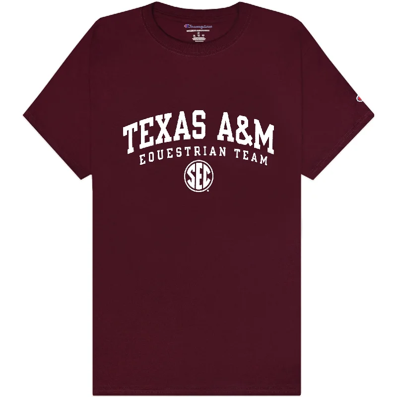 Texas A&M Champion Equestrian SEC T-Shirt Striped Floral Plaid