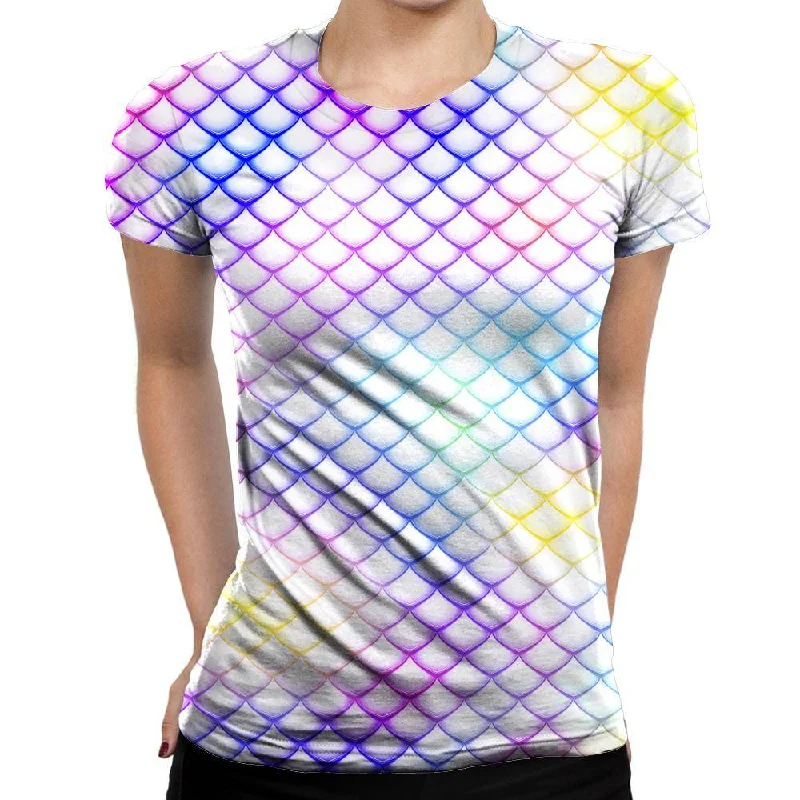 Colorful Dragon Scales Womens T-Shirt Spandex Blend Rayon Blend Denim Blend