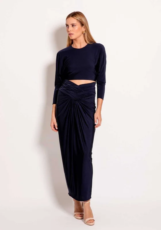 Colour Nude Inder Cut Out Maxi Dress, Navy Stylish Longline Maxi Dress