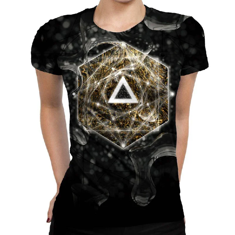 Dark Geometry Womens T-Shirt Asymmetrical Pockets Print