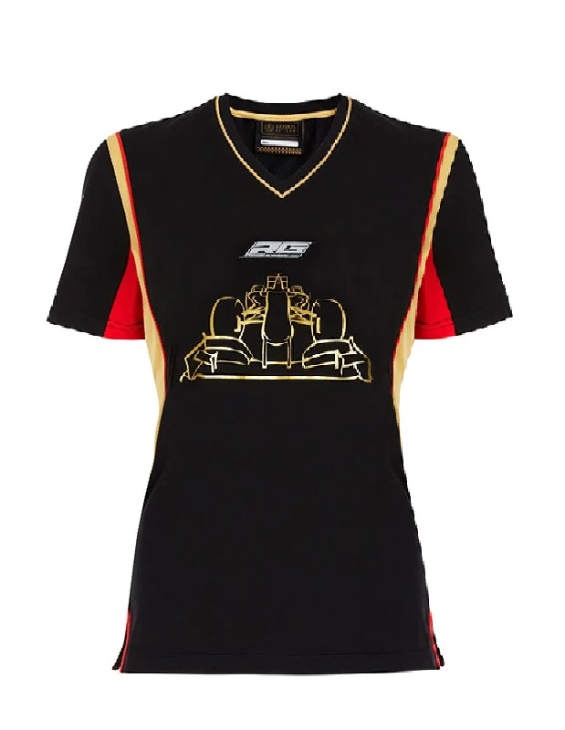 T-SHIRT Tee Ladies Formula One 1 Lotus F1 Team NEW! Romain Grosjean Black Small Zippered Front Buttoned Front Snap Front