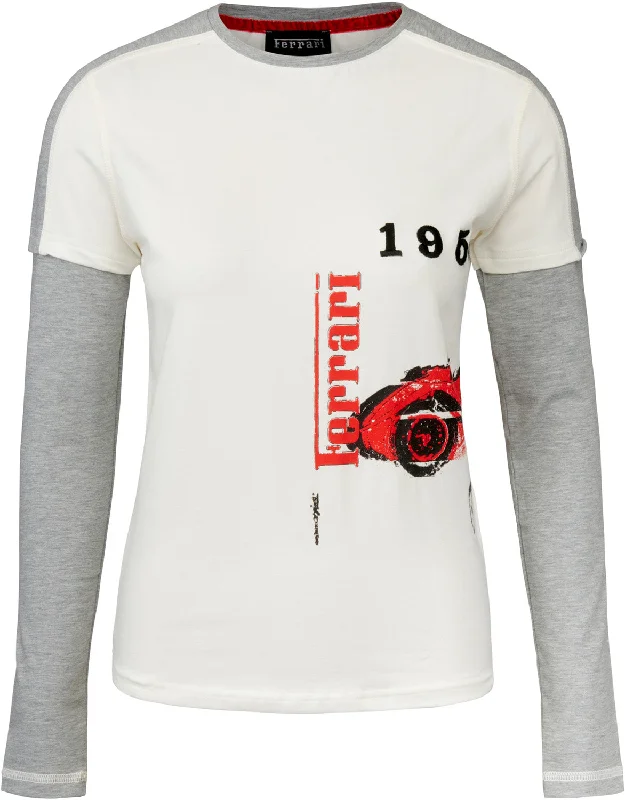 T-SHIRT Formula One 1 Scuderia Ferrari F1 Team 1958 Longsleeve NEW Tee Ladies L Thin T-Shirt Open Front Quick Dry