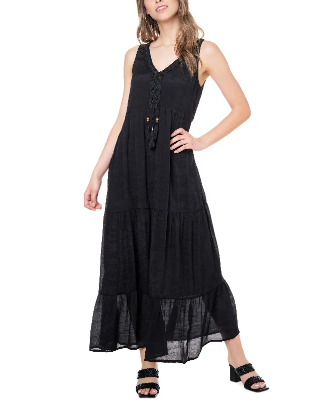 Fever Tassel Maxi Dress Fashionable High-Low Maxi Dress