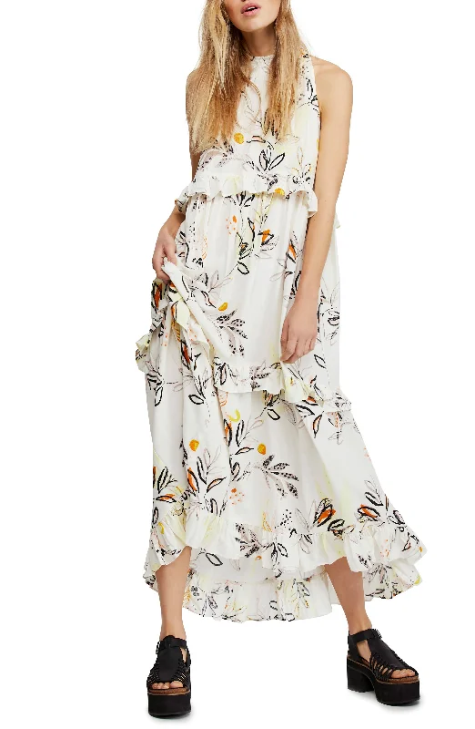 Free People Anita Cotton Printed Maxi Dress Cozy Wrap Maxi Dress