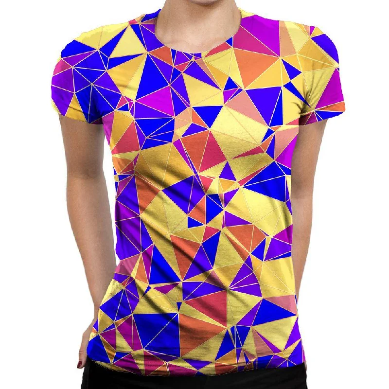 Funky Triangles Womens T-Shirt Seamless Knitted Crochet