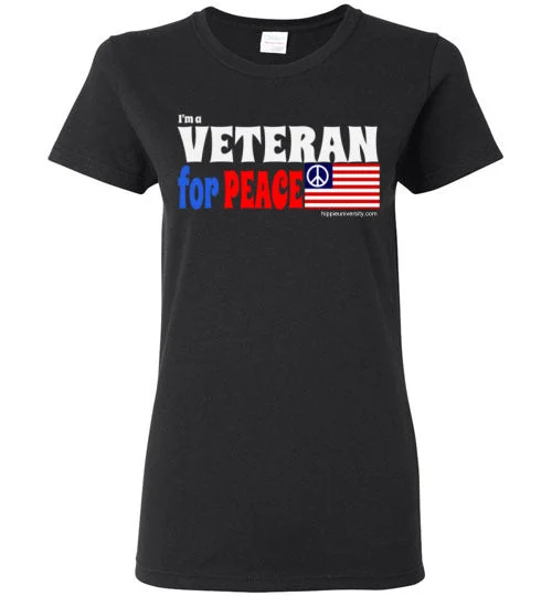 I'm a Veteran for Peace Women's T-Shirt Houndstooth Herringbone Solid