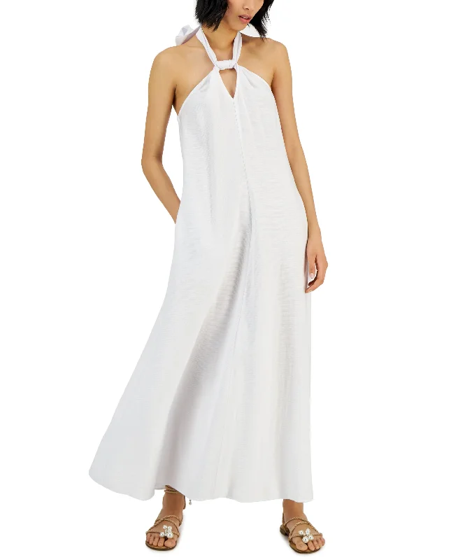 INC International Concepts Halter Maxi Dress Fashionable Chiffon Tiered Maxi Dress