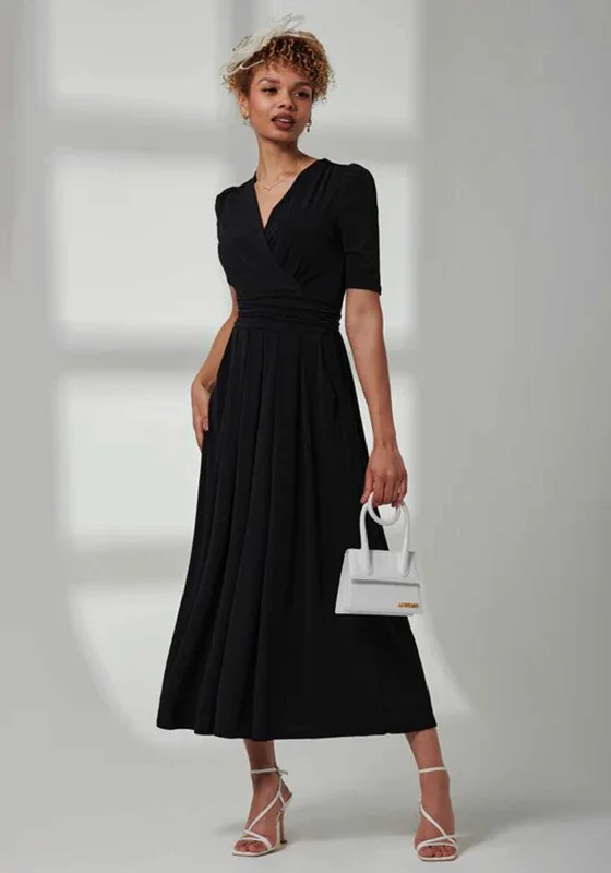 Jolie Moi Bree Jersey Maxi Dress, Black Cozy Ribbed Maxi Dress