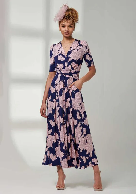 Jolie Moi Kenzie Wrap Jersey Maxi Dress, Floral Abstract Comfortable Casual Maxi Dress