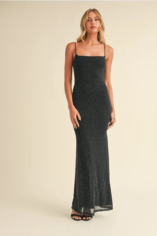 KE Rhinestone Maxi Dress Classic A-Line Maxi Dress