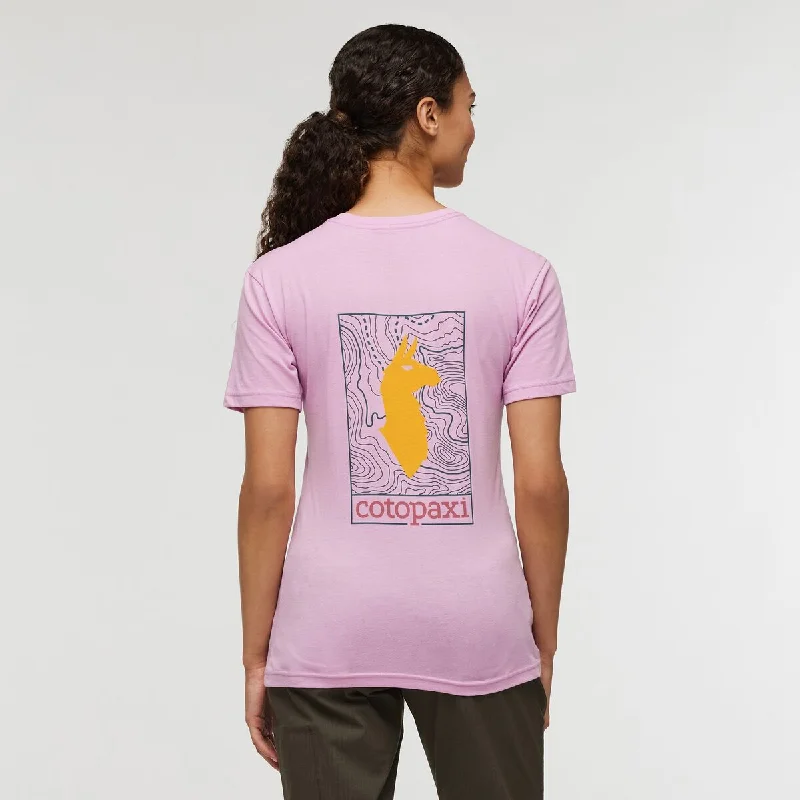 Llama Map Organic T-Shirt - Womens Graphic Embroidered Appliqued