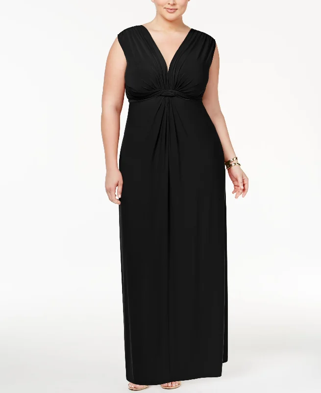 Trendy Plus Size Sleeveless Knotted Maxi Dress Comfortable Fit-and-Flare Maxi Dress