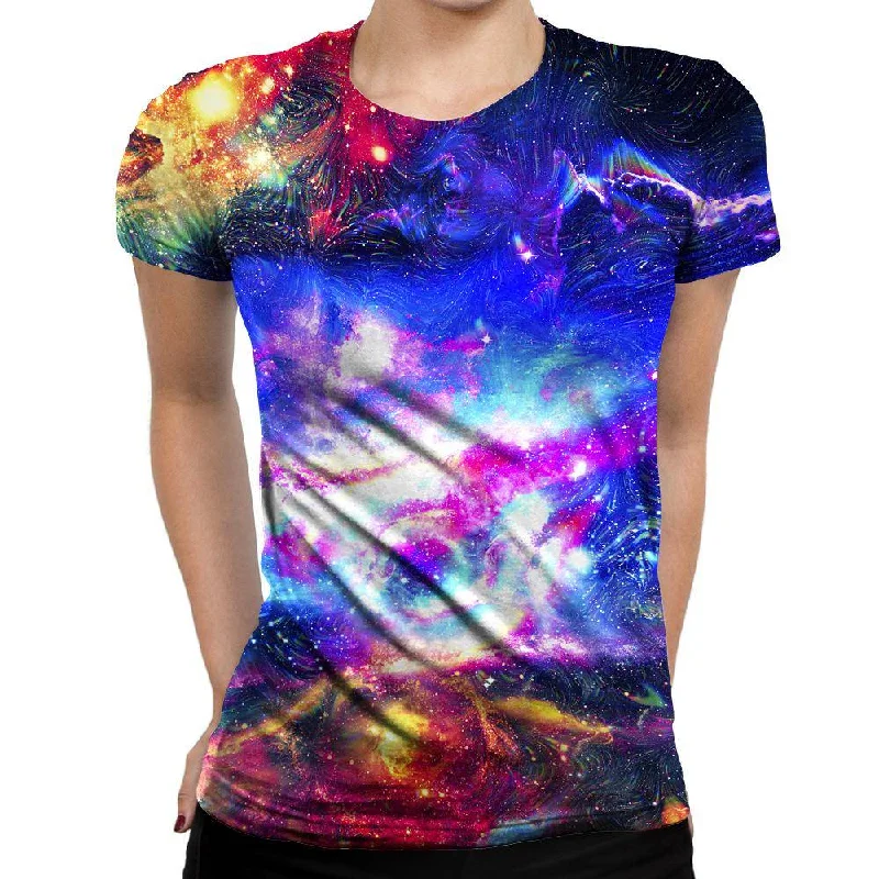 Lucid Galaxy Womens T-Shirt Handmade Hand-knitted Hand-woven