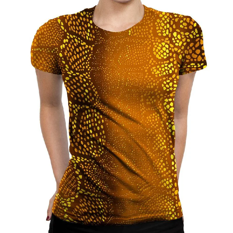 Many Dots Orange Womens T-Shirt Chenille Fabric Brocade Fabric Lace Fabric