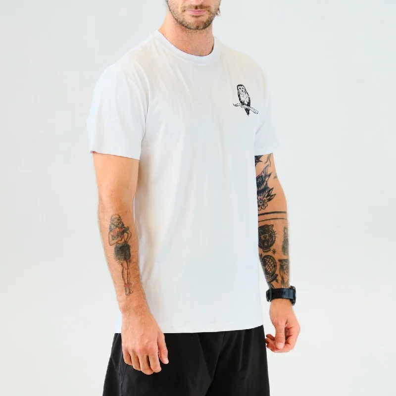 Tarkine Ultra-Eco Run Tee (Masked Owl White/Thin) Thin T-Shirt Open Front Quick Dry