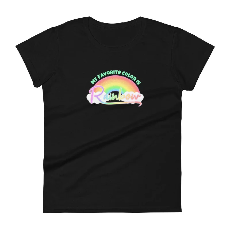 My Favorite Color is Rainbow Womens Fit T-Shirt Striped Floral Plaid