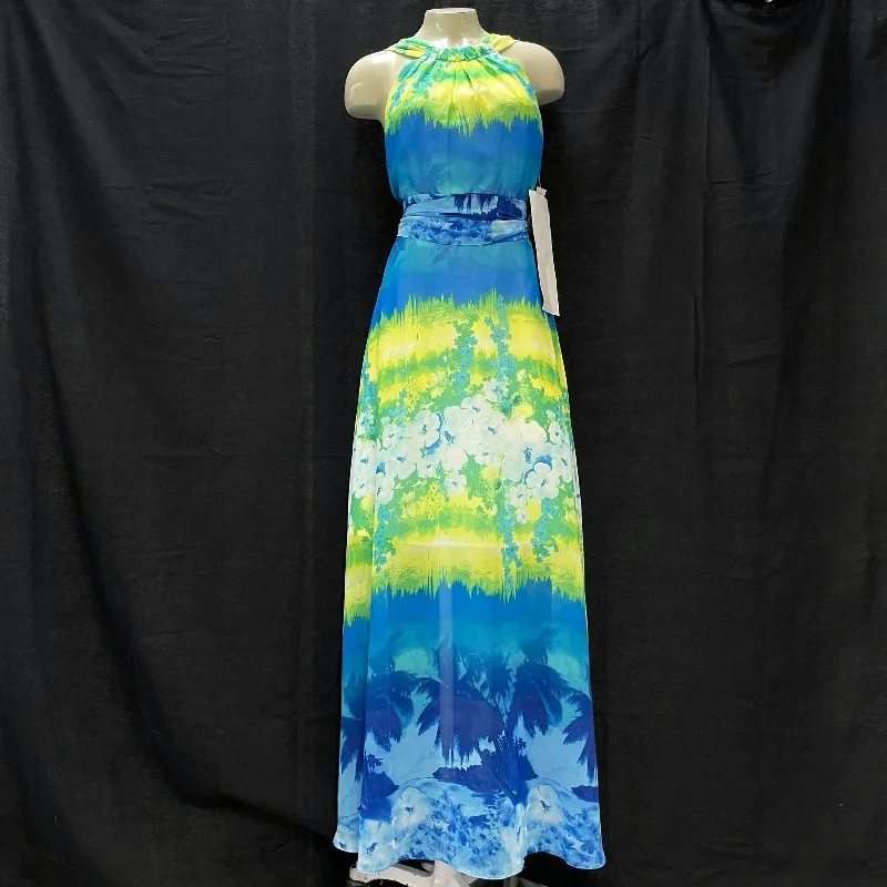 NWT Wmns MUSE Blue & Green Sleeveless Chiffon Summer Maxi Dress Sz 4 MSRP$186 Comfortable Long-Sleeve Maxi Dress