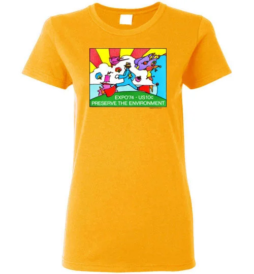 Peter Max's Cosmic Runner Woman's T-Shirt Handmade Hand-knitted Hand-woven