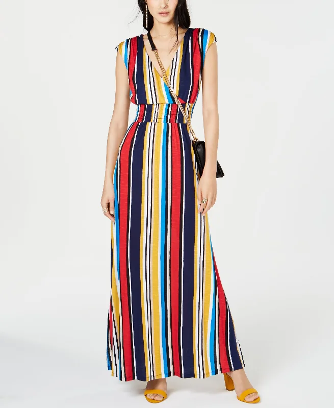 Petite Striped Smocked Maxi Dress Comfortable Flowy Maxi Dress