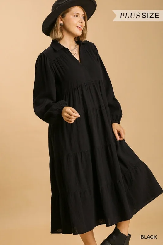 [Plus] Ellie Maxi Dress-Black Trendy A-Line Maxi Dress