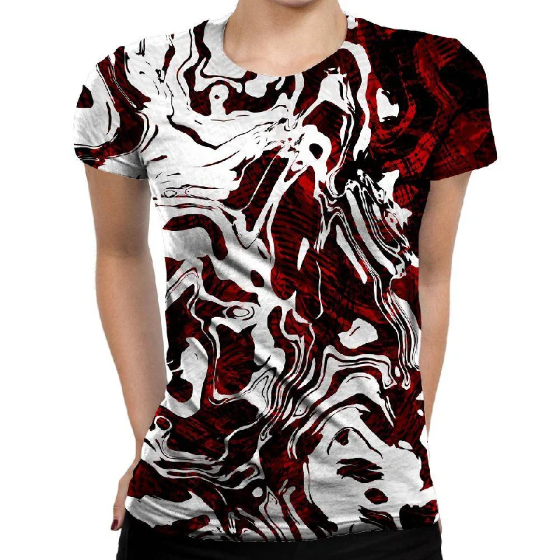 Red Flow Womens T-Shirt Layered Multi-layer Single Layer