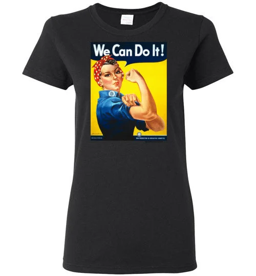 Rosie The Riveter Women's T-Shirt Zippered Front Buttoned Front Snap Front