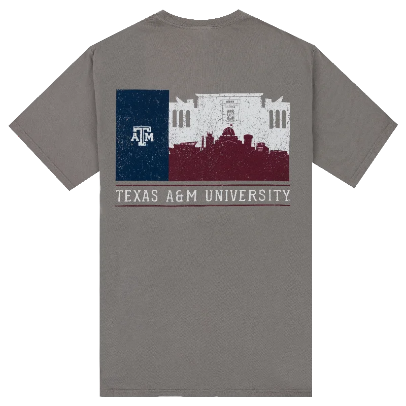 Texas A&M University Silhouette Flag T-Shirt Print Jacquard Patchwork