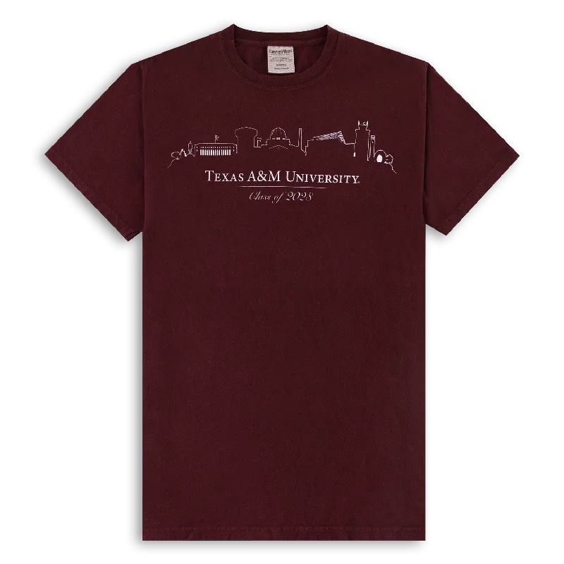 Texas A&M University Skyline 2028 T-Shirt Terry Blend Velvet Blend Canvas Blend