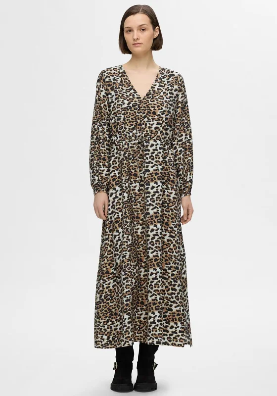 Selected Femme Leopard Print Maxi Dress, Neutral Classic Tulle Maxi Dress