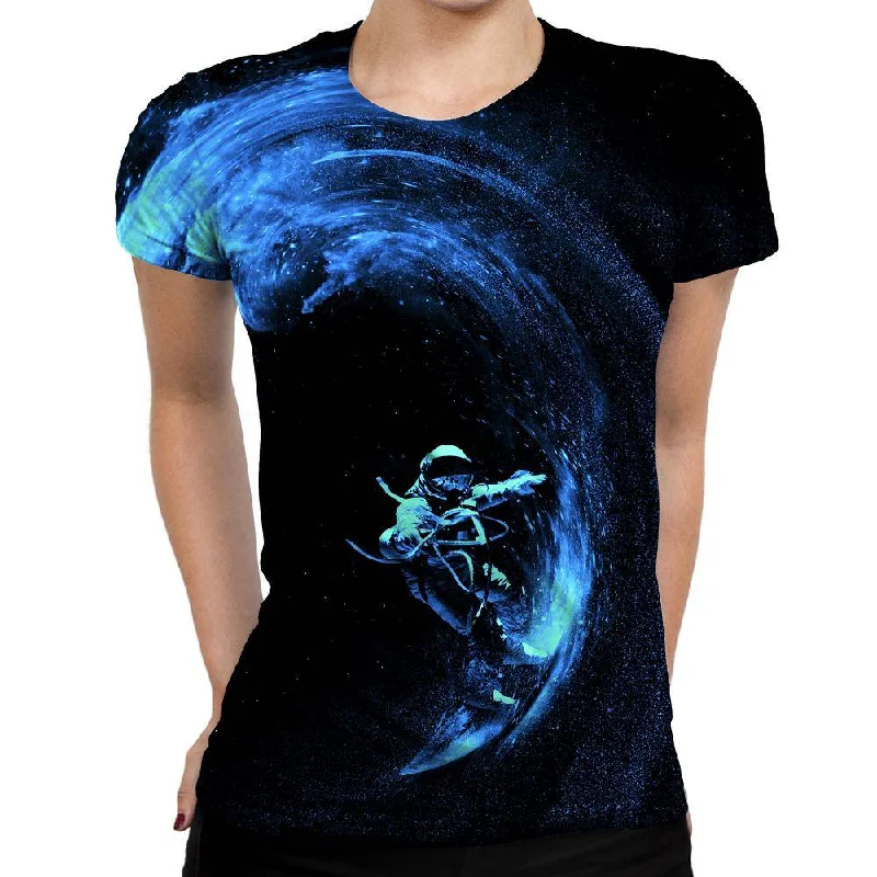 Space Surfing Womens T-Shirt Cashmere Blend Cotton Blend Poly Blend