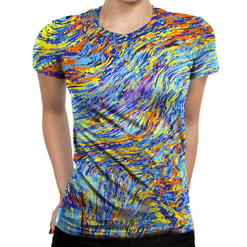 Starry Flow Womens T-Shirt Terry Blend Velvet Blend Canvas Blend