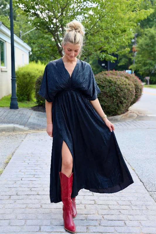 TC V-Neck Drop Sleeve Maxi Dress Elegant Maxi Dress with Ruffles