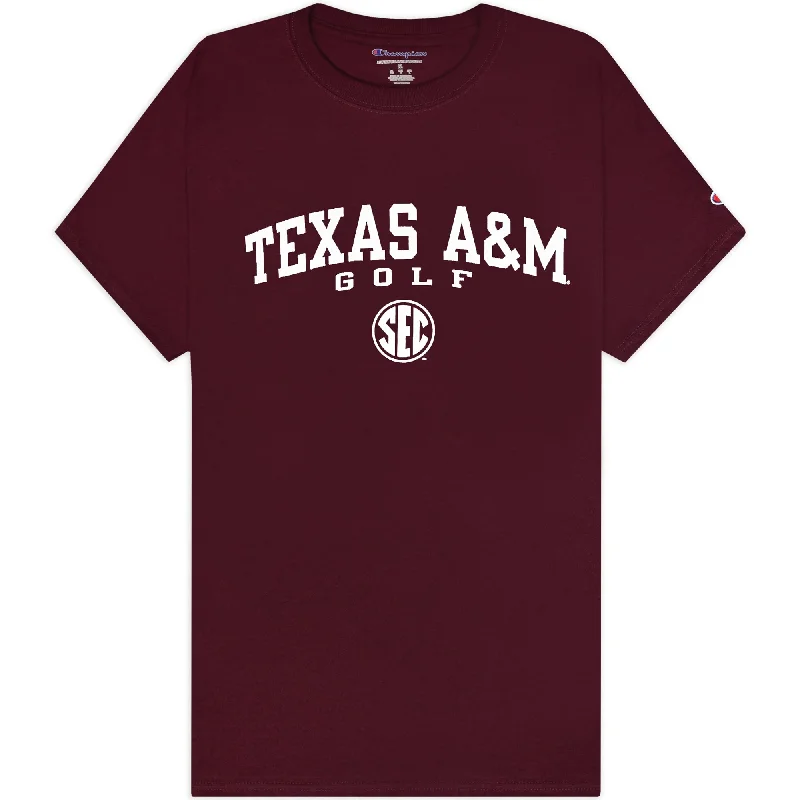 Texas A&M Champion Golf SEC T-Shirt Rayon Fabric Velvet Fabric Corduroy Fabric