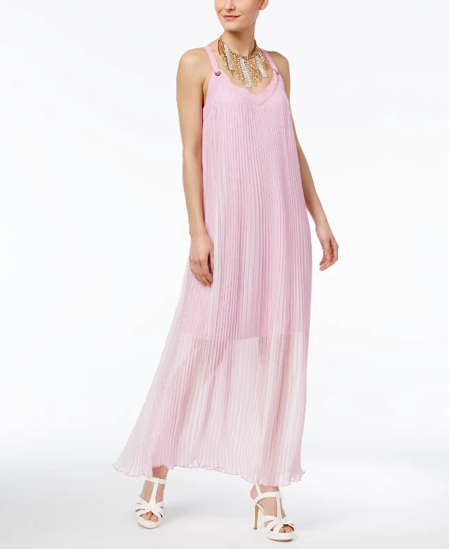 Thalia Sodi Pleated Maxi Dress Chic Sleeveless Maxi Dress