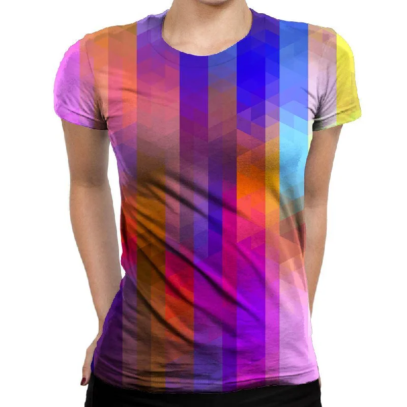 Triangle Pixels Womens T-Shirt Layered Multi-layer Single Layer