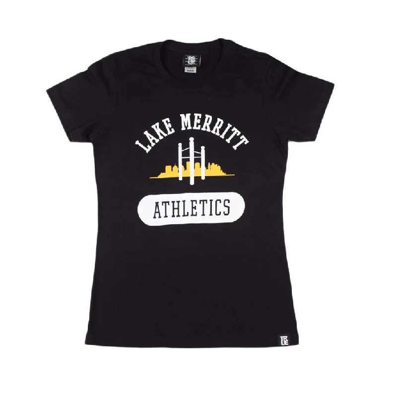 True Women's Lake Merritt Athletics T-Shirt Black Chenille Fabric Brocade Fabric Lace Fabric