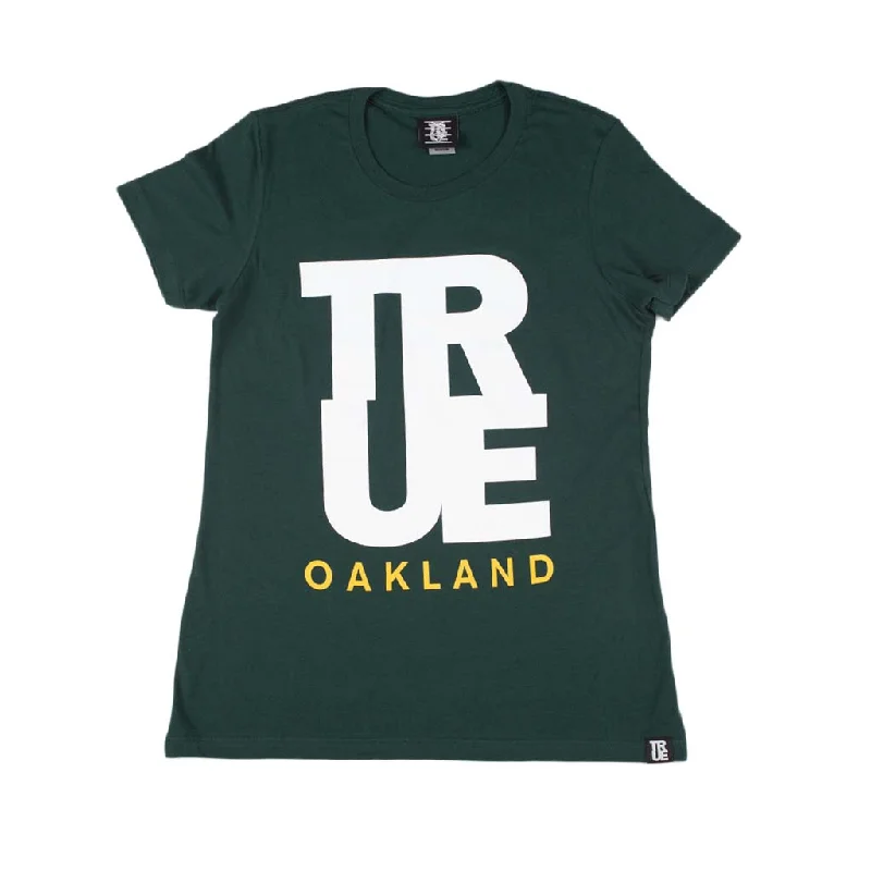 True Women's Logo Oakland T-Shirt Green Modern Contemporary Chic