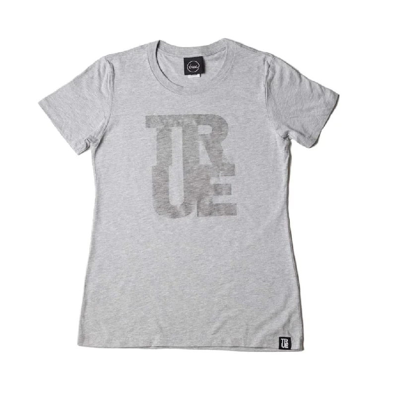 True Womens Logo T-Shirt Grey/Clear Zippered Front Buttoned Front Snap Front