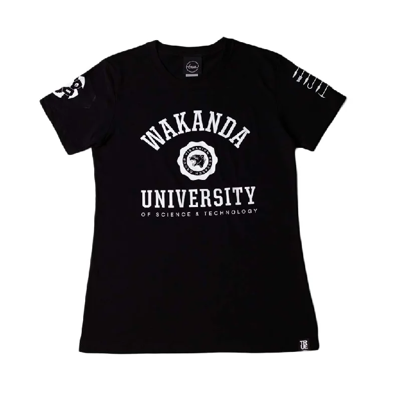 True Womens Wakanda U T-Shirt Black Rayon Velvet Corduroy