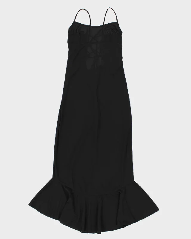 Vintage 80s/90s Black See-Through Maxi Dress - XL Fashionable Layered Maxi Dress