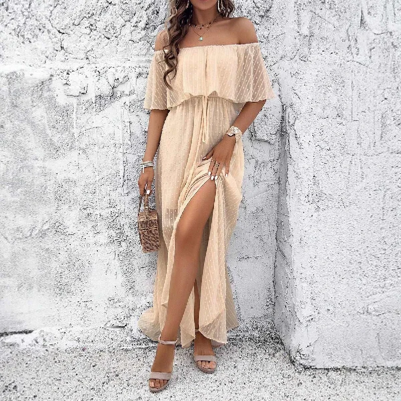 Women's Elegant Off-shoulder Maxi Dress Elegant Boho Maxi Dress