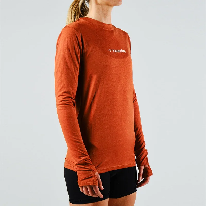 Women's Tarkine Long Sleeve Ultra-Eco Run Tee (Orange/Standard Thickness) Mesh Canvas Denim