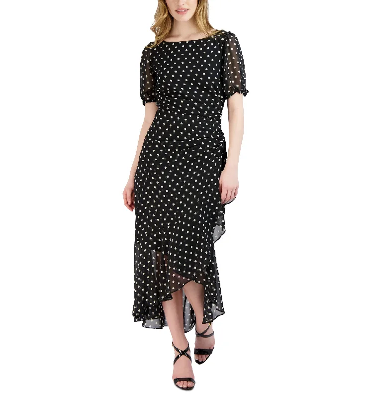 Women's Polka Dot Ruffled Maxi Dress Stylish Boho Maxi Dress