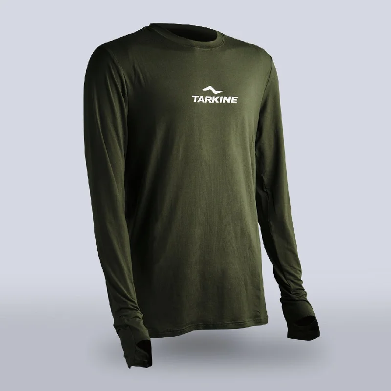 Women's Tarkine Long Sleeve Ultra-Eco Run Tee (Dark Green/Standard Thickness) Anti-Pilling Machine Wash Handmade