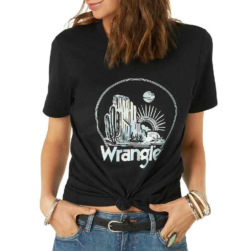 Wrangler Women's Holographic Desert T-Shirt Chenille Brocade Lace