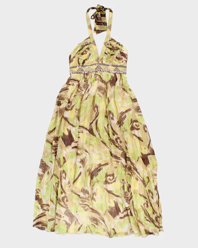 Y2K 00s BCBG MaxAzria Halter Neck Maxi Dress - S Elegant Maxi Dress with Pockets