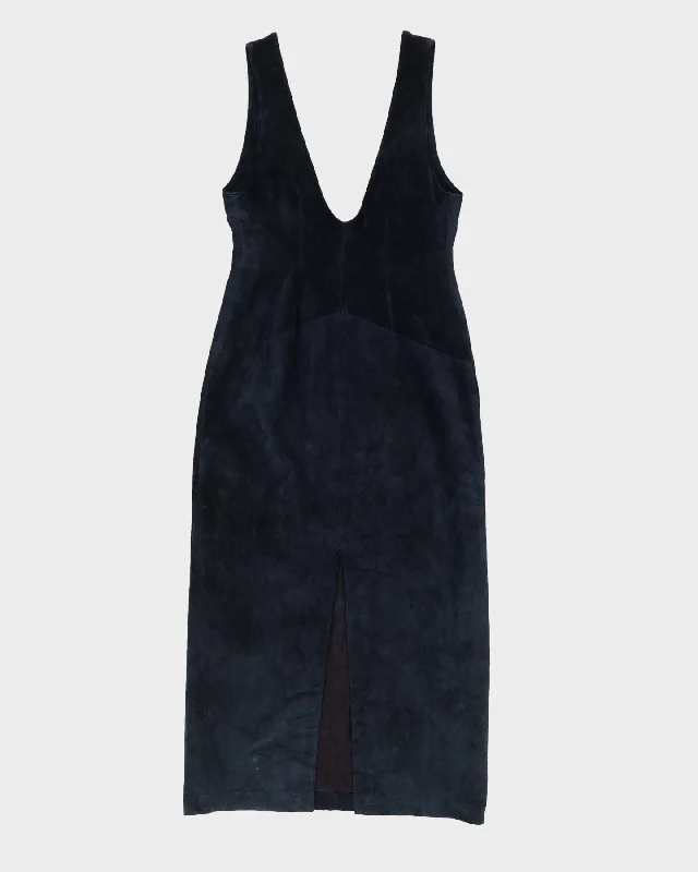 Blue Suede Maxi Dress - S Comfortable Flowy Maxi Dress