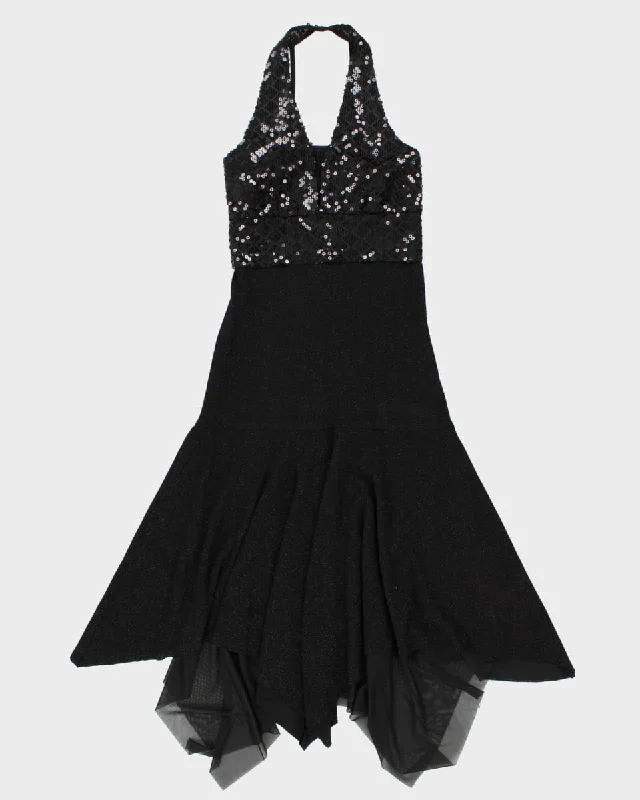 Y2K Halter Neck Black Maxi Dress - S Fashionable Asymmetrical Maxi Dress
