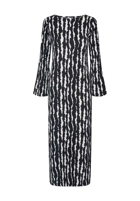 Y.A.S Zenu Print Maxi Dress, Black Chic Summer Maxi Dress