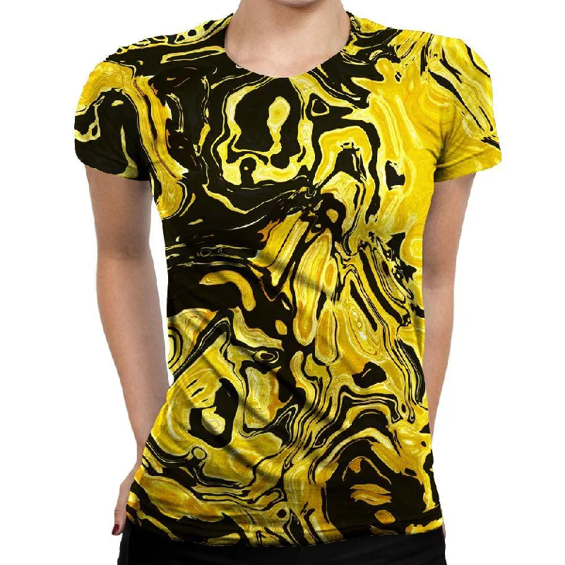 Yellow Flow Womens T-Shirt Terry Blend Velvet Blend Canvas Blend